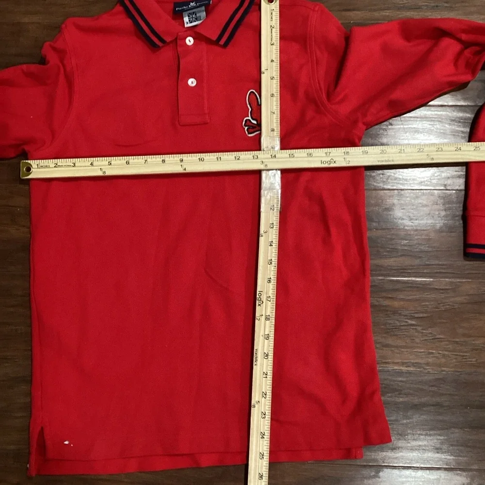 Psycho Bunny Shirt Mens 3 Red Polo Long Sleeve Tipped Pima Cotton